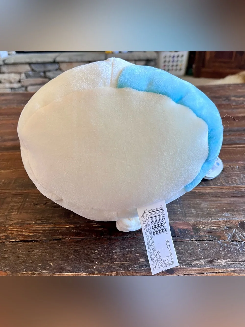 KellyToy Squishmellow Cora Calico Cat Squish-Doos Blue /White Fluffy Ears 10”NWT